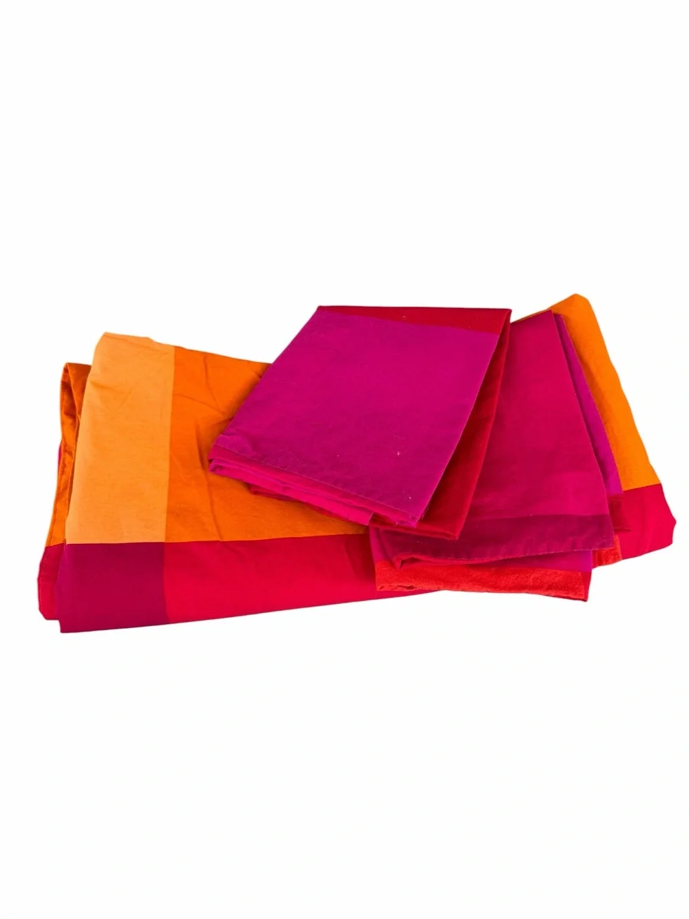 Y2K IKEA Brunkrissla 3-Piece Full Duvet Cover Set Pink Orange Plaid 100% Cotton